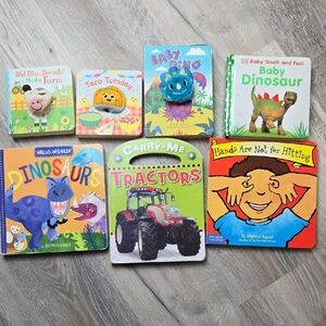 Toddler Boy Board Books Dinosaur Puppet Hands Are Not For Hitting Touch Feel